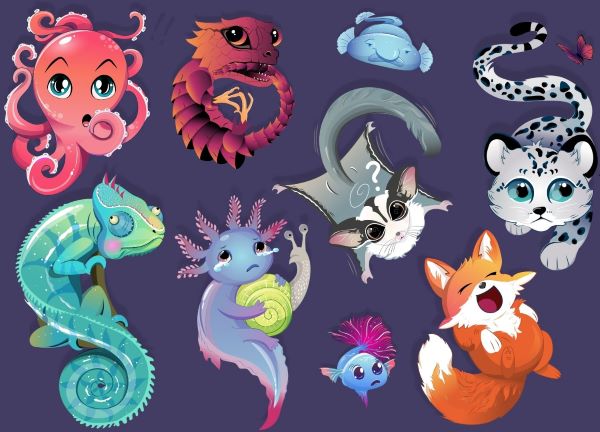 Illustrated animals with various emotions Illustrated animals with various emotions